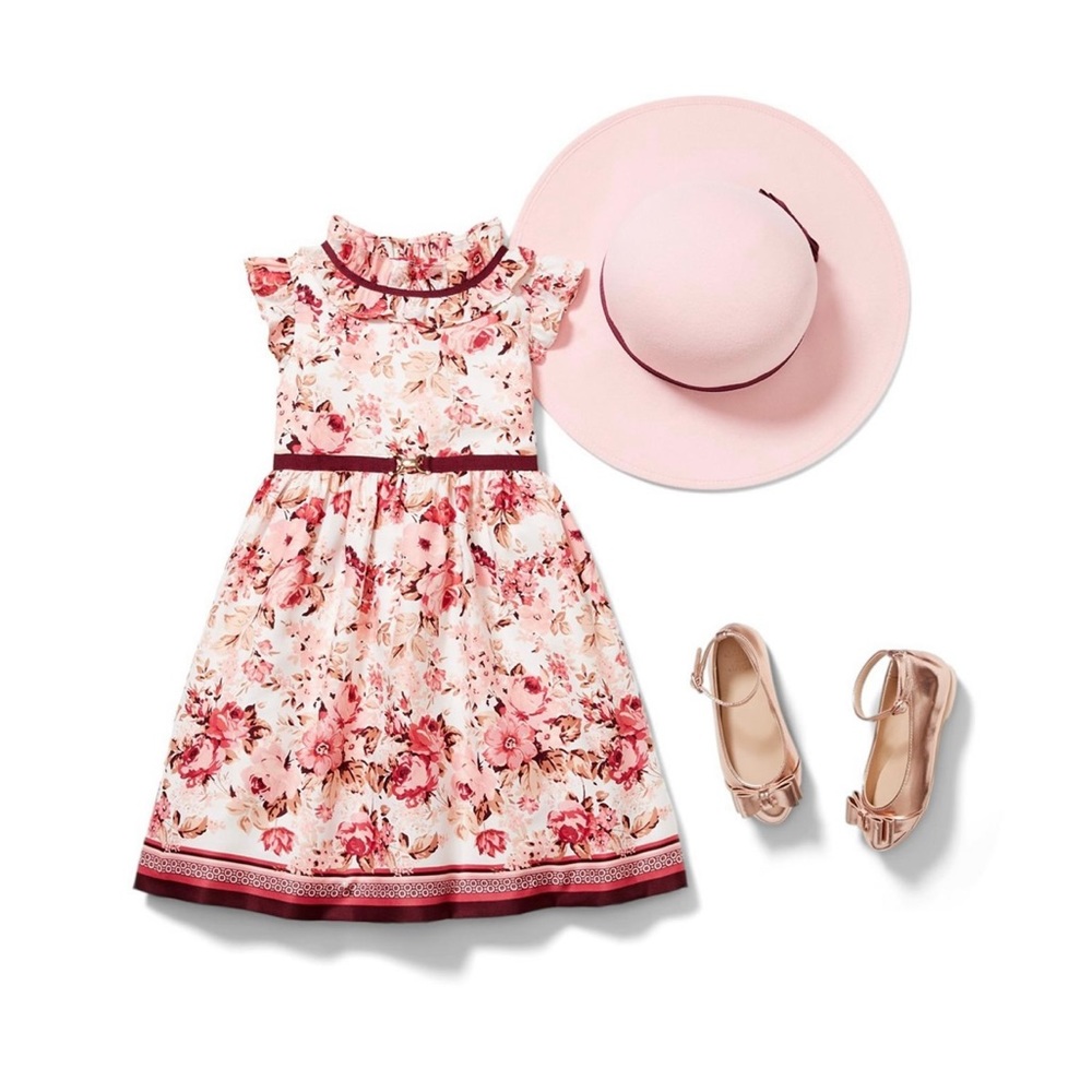 Floral Flutter Sleeve Dress and Hat